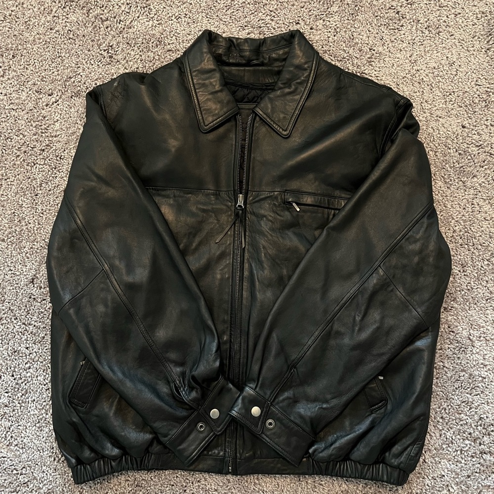 American Classics Black Leather Jacket, XL